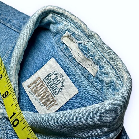 B.D. Baggies Foundry Denim Shirt Relaxed Fit Light Wash USA Made Men's M VTG 90s - Picture 10 of 13